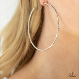 Paparazzi Pump Up the Volume Silver Hoop Earrings
